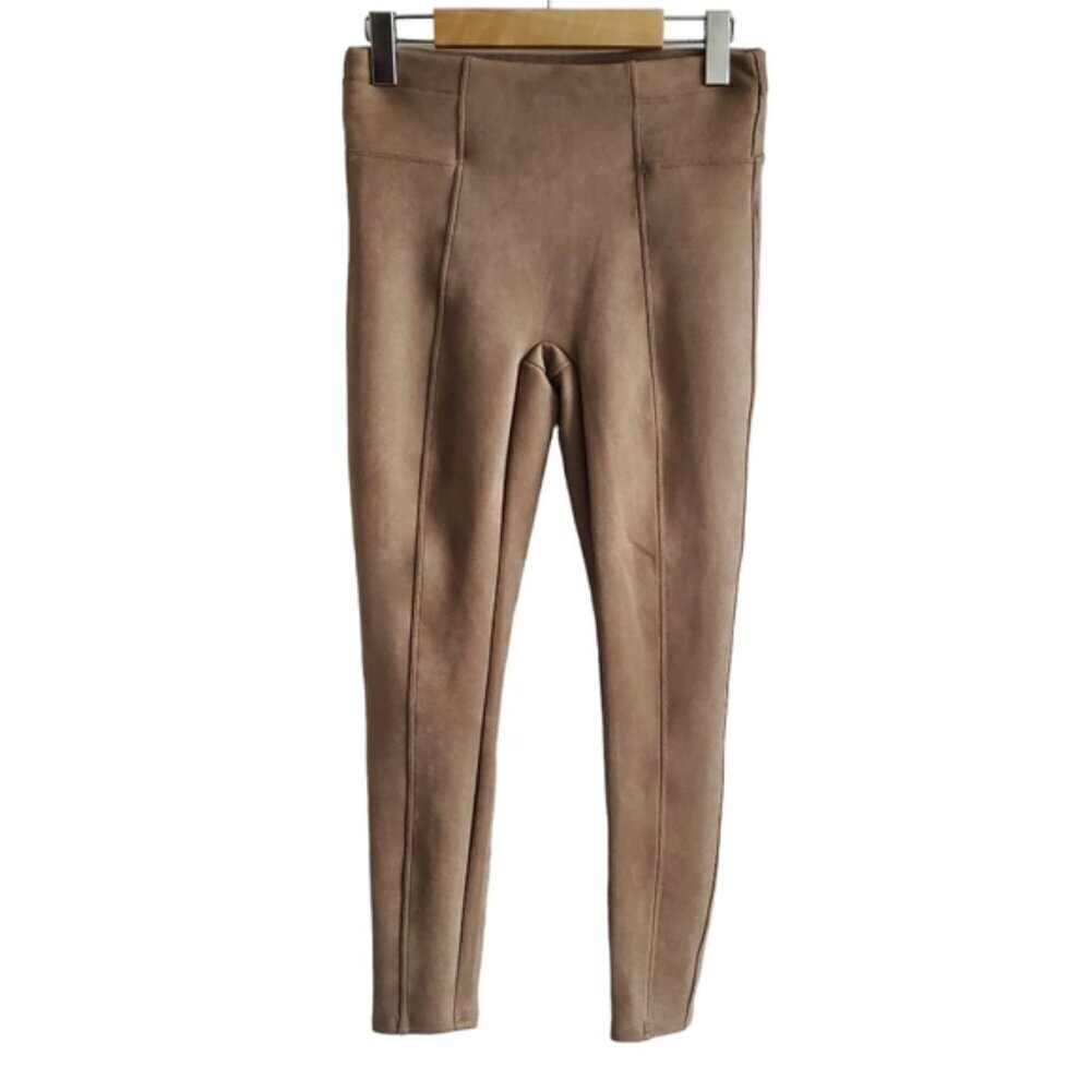 Spanx Faux Suede Rich Caramel Leggings Size SP